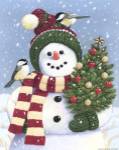 Snowman Holding A Christmas Tree by William Vanderdasson