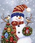 Snowman With Wreath by William Vanderdasson
