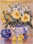 Sunflowers and Blue China by Patricia Griggs