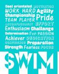 Swimming Word Cloud - White by Sports Mania