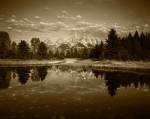 Teton Range and Snake River, Grand Teton National Park, Wyoming (sepia) by Adam Jones / Danita Delimont