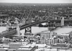 The Benjamin Franklin Bridge (aerial) (b/w) by Erin Clark