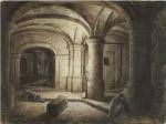 The Crypt of a Church with Two Men Sleeping by Hendrick Steenwijck