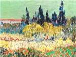 The Garden at Arles, detail of the cypress trees by Vincent van Gogh