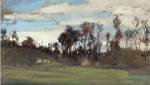 The Meadow lined with trees by Claude Monet