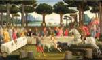 The Story of Nastagio degli Onesti: Nastagio Arranges a Feast at which the Ghosts Reappear, 1483-87 (oil on panel) by Sandro Botticelli