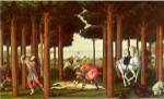 The Story of Nastagio degli Onesti: The Disembowelment of the Woman Pursued, 1483-87 (oil on panel) by Sandro Botticelli