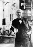 Thomas Edison with the first light bulbs