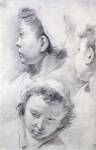 Three Studies of the Head of a Youth by Francesco Salvator Fontebasso