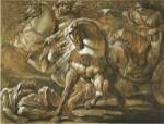 Tullia about to Ride over the Body of Her Father in Her Chariot by Giuseppe Cades