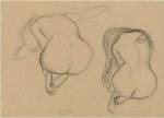 Two Studies of a Seated Nude with Long Hair by Gustave Klimt