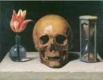 Vanitas Still Life with a Tulip, Skull and Hour-Glass by Philippe De Champaigne