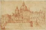 View of Saint Peter's (recto); Study of a Young Man by Federico Zuccaro