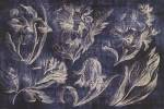 Vintage Tulip Floral Etching Indigo by Wild Apple Portfolio