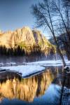 Yosemite Falls reflection in Merced River, Yosemite, California by Tom Norring / Danita Delimont