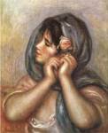 Young Girl Arranging Her Earrings by Pierre-Auguste Renoir
